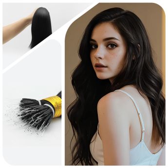 LCWE7 Plastic I Tip Hair Extension Beaded Human Hair