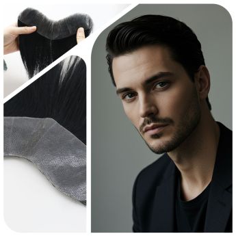 LEOO HAIR LSMFH2-1 Full PU Vloop 0.08-0.10mm thickness Frontal Hairpiece for men - 110% density