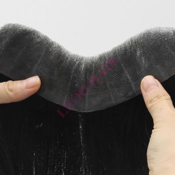 LEOO HAIR LSMFH2-1 Full PU Vloop 0.08-0.10mm thickness Frontal Hairpiece for men - 110% density