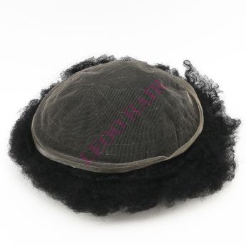 LSMT1-4 Peruca masculina de renda completa com nós descoloridos, onda afro, densidade 130%