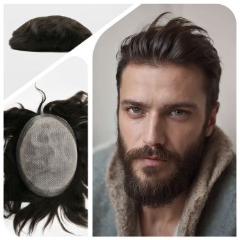 LSMT102-1 Full PU Injection, Covered with Diamond Lace Men toupee