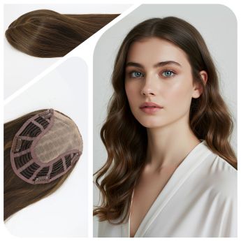 LSWT104-3 6x7 polegadas Mono frontal e superior com tramas Topper feminino - 16 polegadas, cabelo chinês, densidade 150%