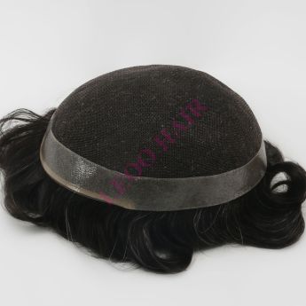 LSMT159-1 Front 1/8inch Folded Swiss Lace, Top Swiss Lace, PU around  Toupeee