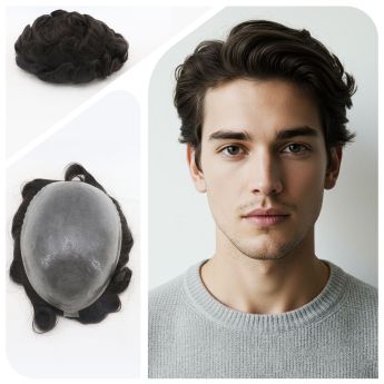 LSMT35-1 Full pu 0.12-0.14mm thickness knots Toupee