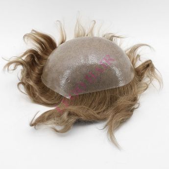 LSMT73-1 0.08-0.10mm Knotted Skin Base Men toupee
