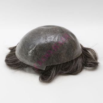 LSMT8-1 6 inch Indian Hair Injected PU Toupee 8x10 Full Hand Injection-32mm Hair Curl