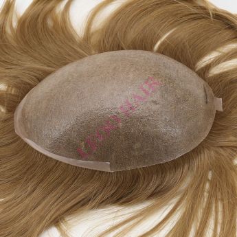 LSMT8-3 8-10inch Full pu 0.08-0.10mm thickness, handmade injection Toupee-European Hair