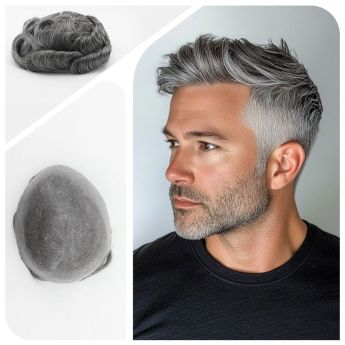 LSMT80-1 Vloop Full Skin Toupee 0,10-0,12 mm de espessura Base de PU durável