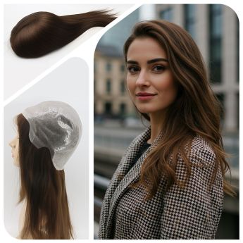 LSWAW3-1 14inch Full PU knots 0.08-0.10mm thickness Wig for Women - 22" Circumference, Chinese Hair