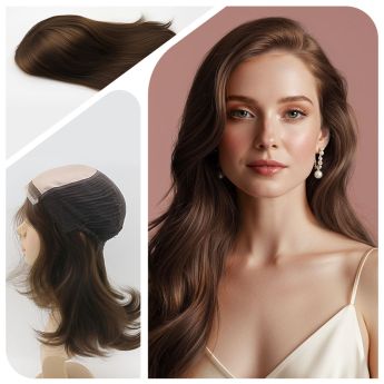 LSWAW49-1 Mono top with 1/2" Swiss Lace front, Wefted sides & back Wig- 14.5 inch