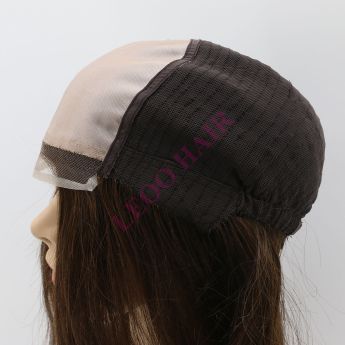 LSWAW49-1 Mono top with 1/2" Swiss Lace front, Wefted sides & back Wig- 14.5 inch