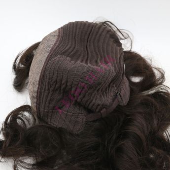 LSWAW49-2 Mono top with 1/2" Swiss Lace front, Wefted sides & back Wig - 9 inch