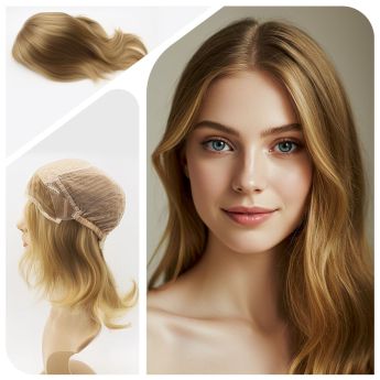LSWAW51-1 European Hair Front lace, Silk top, Back wefts Wig