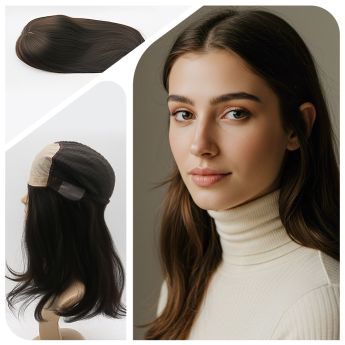 LSWAW6-1 12.5inch Alopecia Wig Silk Top Front Folded Lace Wefted Sides&Back Wig
