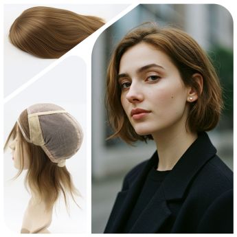 LSWAW75-1 6inch European Hair Front Swiss Lace, Top Mono, Back Elastic Net Wig