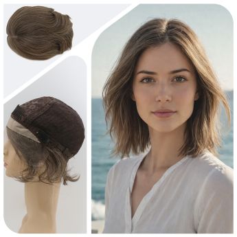 LSWAW83-1 European Hair Front Swiss Lace, Top Silk with Back Wefts Wig