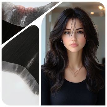 Aplique de cabelo frontal LSWFH2-1 Full PU Vloop 0,08-0,10 mm de espessura para mulheres