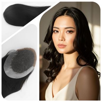 LSWT5-1 6x8inch Swiss Lace with Side and Back PU Women Topper - Burmese Hair