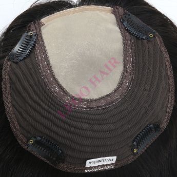 LSWT90-1 Topper feminino de seda com injeção frontal e superior de 6x6,5 polegadas com tramas - densidade 130%