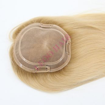 LSWT95-3 16&20inch 5.5x6inch Mono with 2 Circle NPU around Women Topper- Chinese Hair, 130% density