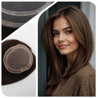 LSWT95-4 Mono with 2 Circle NPU around Topper-Brazilian Hair