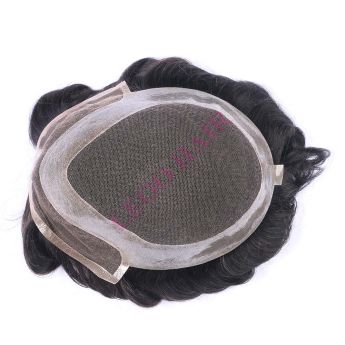 LCMT10 Custom Hollywood Men Toupee Front and Top Swiss Lace with PU Around