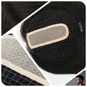 LCMT121 Custom Men Toupee Silk Parting and Fishnet