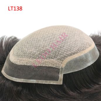 LSMT138-1 Lace Front Hair System PU Injection Top Covered with Diamond Net
