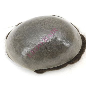 LCMT145 Custom 0.12-0.14mm Full PU Vloop Base Men Toupee