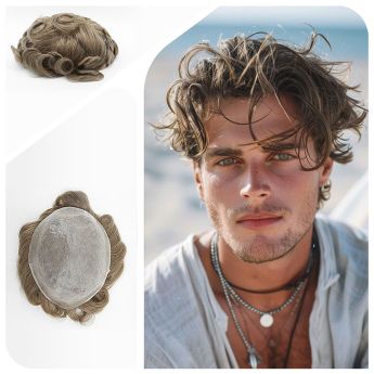 LSMT32-1 Vloop Thin Skin Men Toupee 0.04-0.06mm