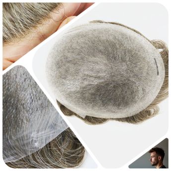 LCMT32 Custom 0.04-0.06mm Full PU Vloop Base Men Toupee 