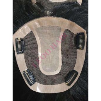 LCWT45 Custom Women Topper Lace and Silk Parting with PU Around