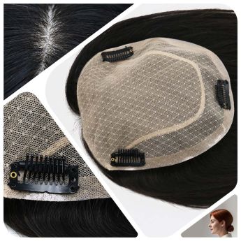 LCWT45 Custom Women Topper Lace and Silk Parting with PU Around