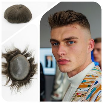 LSMT4-1 BIO Hair Systems for Men Knotted Skin Base Lace Front