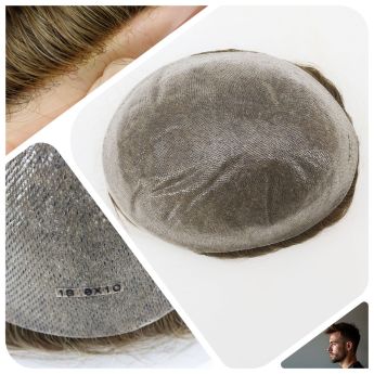 LCMT72 Custom 0.06-0.08mm Full PU Knotted Base Men Toupee 