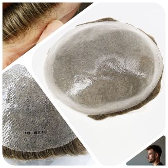 LCMT73 Custom 0.08-0.10mm Full PU Knotted Base Men Toupee 