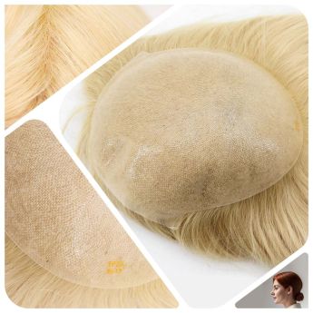 LCWT73 Custom 0.08-0.10mm Full PU Knotted Base Women Topper