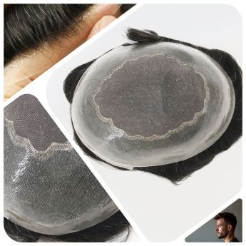 LCMT77 Custom Men Toupee Mono Base with Clear PU Around