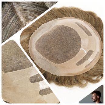LCMT7 Custom Toupee Bond Mono Top Coverage PU Front and Back 