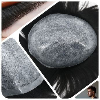 LCMT8 Custom 0.08mm Full PU Injection Base Men Toupee