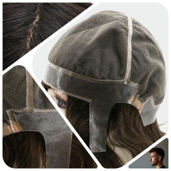 LCMAW1 Custom Alopecia Wig Swiss Lace with PU Around for Men