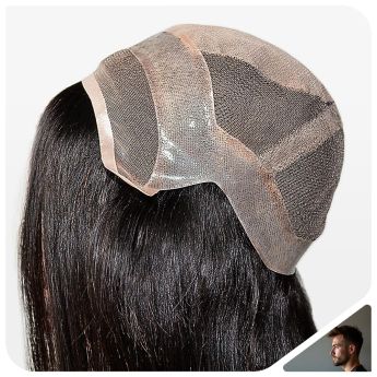 LCMAW20 Custom Men Wig Front Swiss Lace Top Silk with PU Around