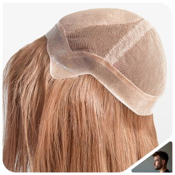 LCMAW23 Custom Men Wig Lace and Silk Top with PU Around