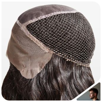 LCMAW29 Custom Wig Front Swiss Lace Top Mono with Back Fishnet For Men