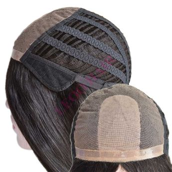 LWG31 Custom Wig Front PU Top Lace and Silk Parting with Back Wefts for Men