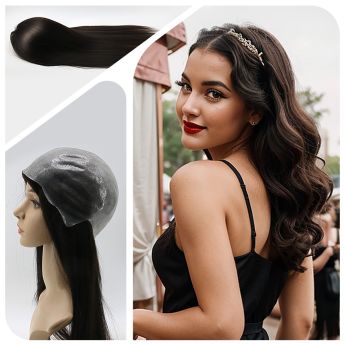 LSWAW3-2 All PU Knotted Base Human Hair Wigs