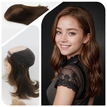 LSWAW49-1 14.5inch Jewish Wig Mono Top with Swiss Lace front Wefted Sides&Back
