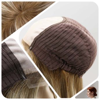 LCWAW49 Custom Wig Front Swiss Lace Top Mono with Back Wefts for Women