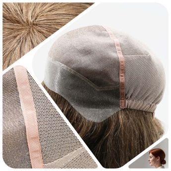 LCWAW4 Individuelle Perücke für Damen, vorne PU, oben Mono, hinten elastische Spitze
