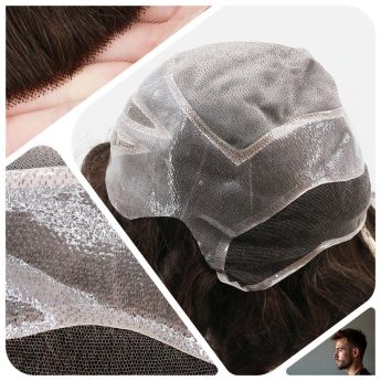 LCMAW50 Versalite Custom Wig Mono Top with Swiss Lace Front and PU Around for Men